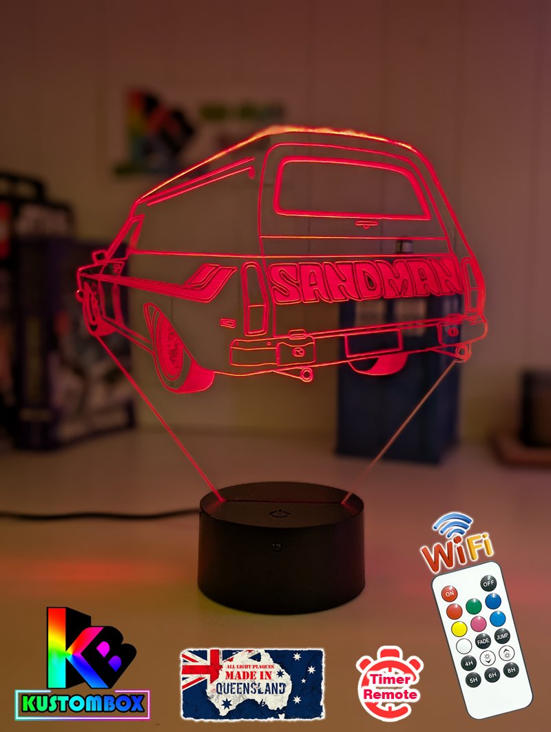 Holden Holden HQ Sandman 3D LED lamp, custom name engraving, colour modes, and sleek acrylic detailing