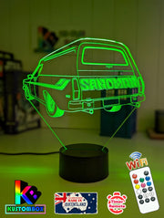 Custom Holden HQ Sandman 3D acrylic night light for collectors, engraved design with 7 or 16 colour lighting options.
