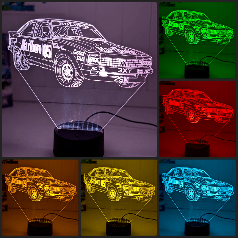 Holden SS Torana AX9 Brocks Car 3D LED lamp, custom name engraving, colour modes, and sleek acrylic detailing.