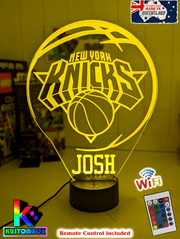 Custom New York Knicks LED lamp with 7-colour glow, perfect basketball-themed gift