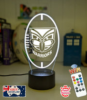 New Zealand Warriors logo 3D acrylic light with 16-colour remote, ideal NRL gift for bedroom or bar. ball shape lamp