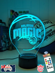 personalised Orlando Magic acrylic night light featuring team logo outline and custom engraving