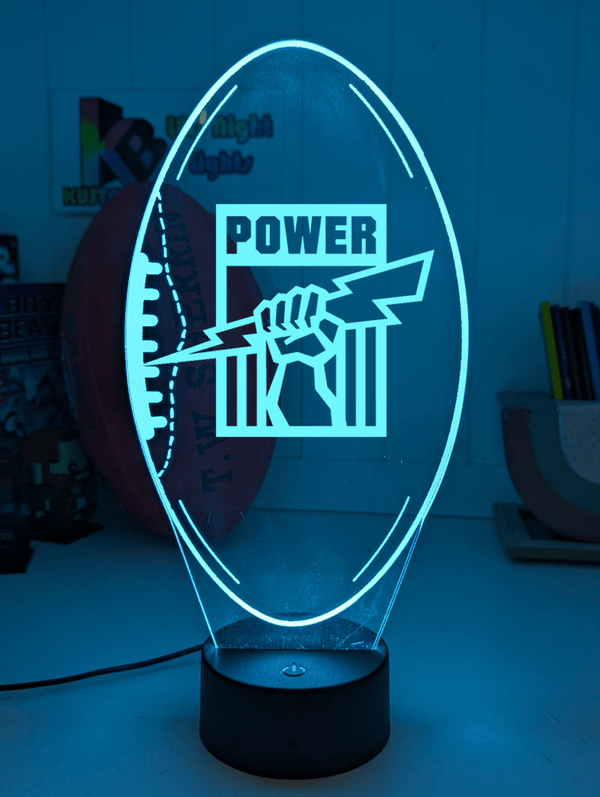 Port Adelaide Power ball shaped LED lamp with 16-colour light modes and remote.