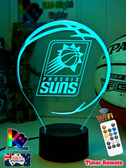 personalised Phoenix Suns acrylic LED lamp, flashing or fading team logo illumination