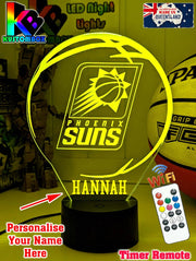 custom Phoenix Suns basketball LED lamp with engraved name and multi-colour lighting