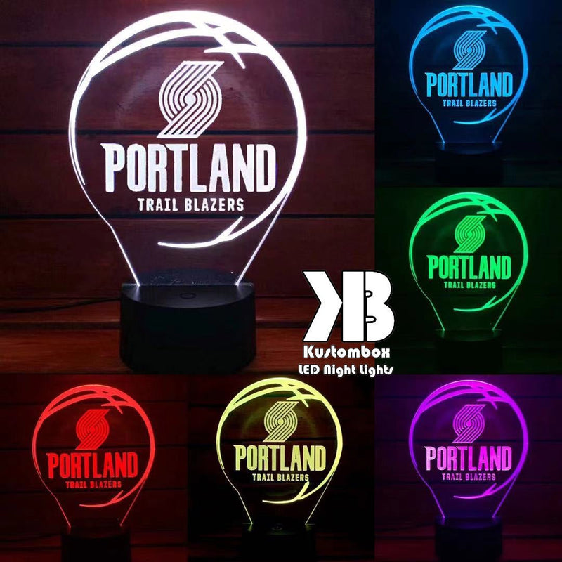 personalised Portland Trail Blazers acrylic LED lamp, flashing or fading team logo illumination