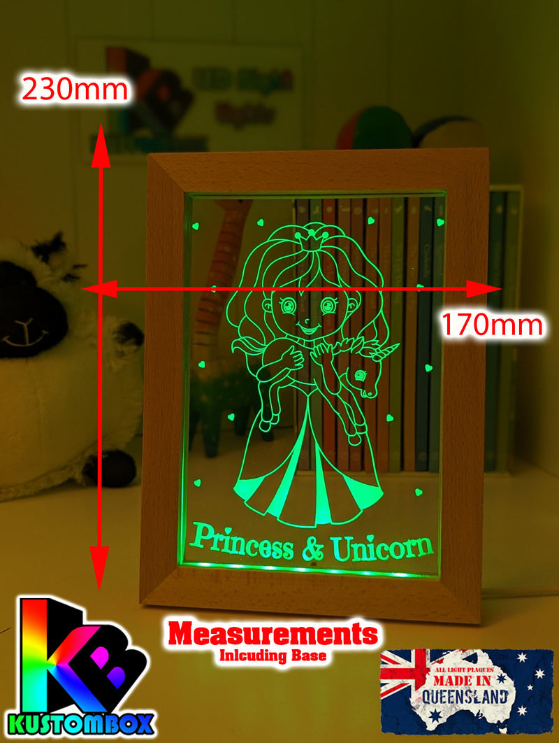 Princess & Baby Unicorn Personalised Name 3D LED Night Light