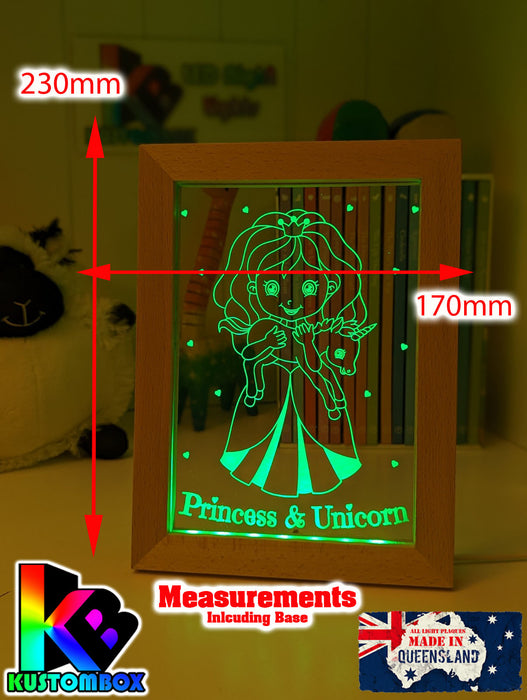 Princess & Baby Unicorn Personalised Name 3D LED Night Light