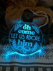 Engraved Christ, the Lord LED bauble powered by rechargeable battery pod