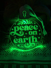  Peace on Earth personalised acrylic bauble with 7-colour changing effects