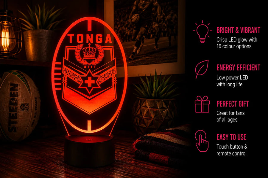 Tonga Rugby League Team Personalised 3D LED Night Light Lamp