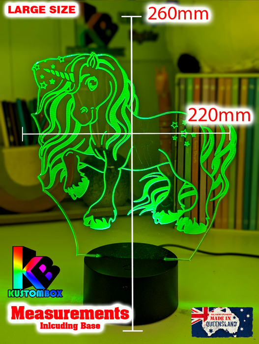 UNICORN PONY 3D LED Night Light Lamp Childrens Room