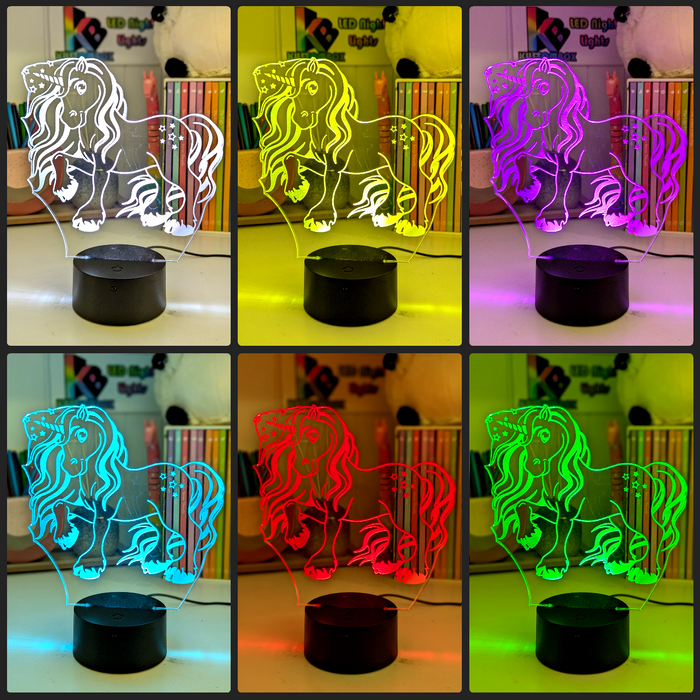 UNICORN PONY 3D LED Night Light Lamp Childrens Room