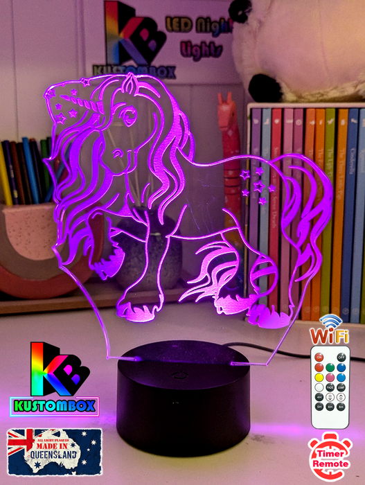 UNICORN PONY 3D LED Night Light Lamp Childrens Room