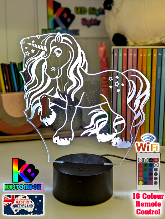 UNICORN PONY 3D LED Night Light Lamp Childrens Room