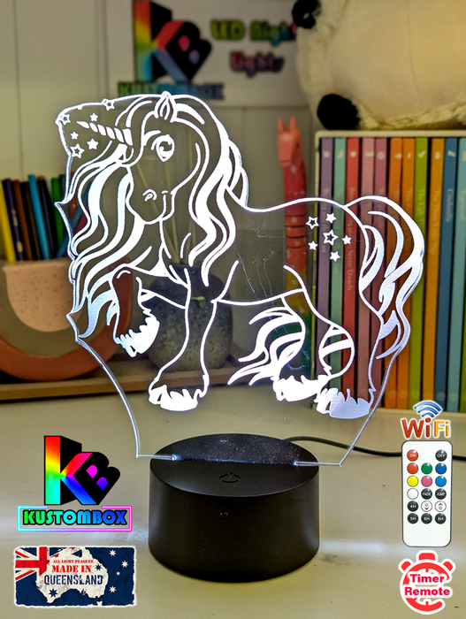 UNICORN PONY 3D LED Night Light Lamp Childrens Room