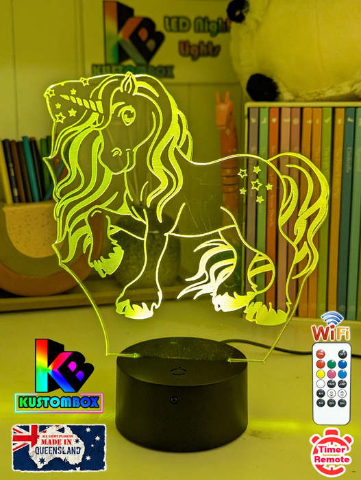 UNICORN PONY 3D LED Night Light Lamp Childrens Room