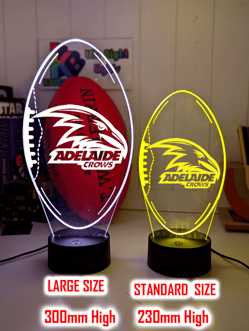 Adelaide Crows 3D LED light glowing in red, blue, green, yellow, purple, white and more.