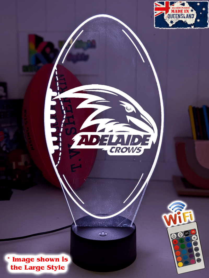 Adelaide Crows 3D LED ball night light – 16-colour remote lamp for kids, bar or mancave.