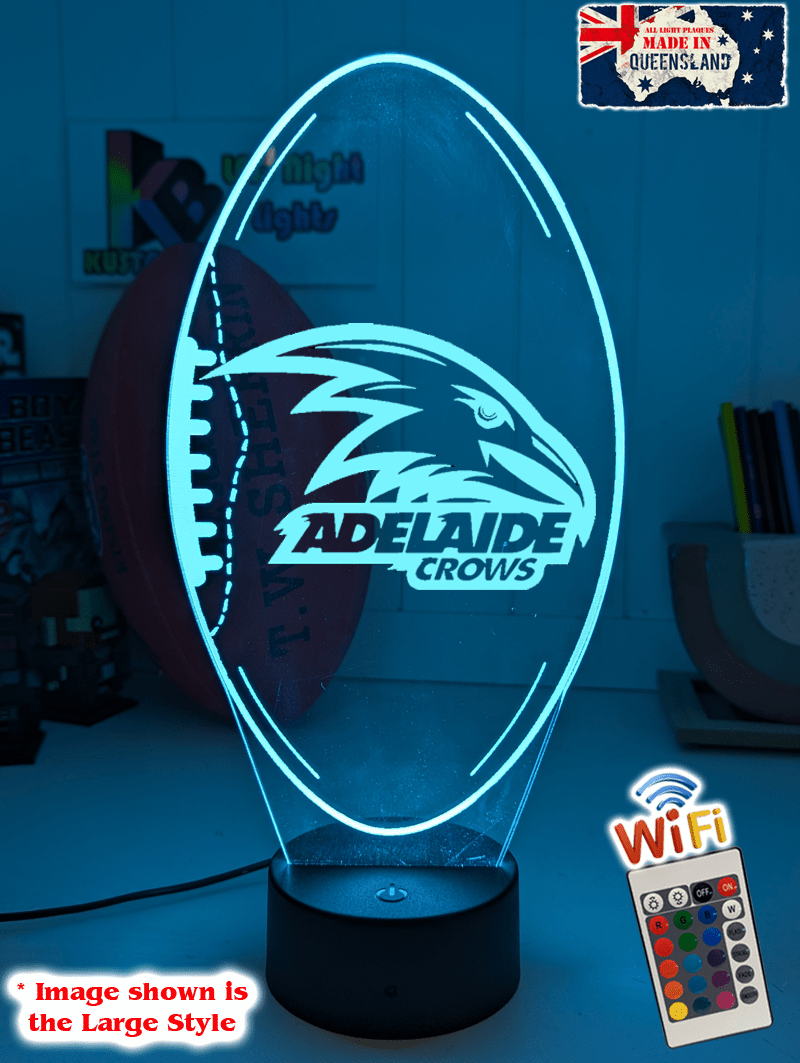Adelaide Crows 3D LED lamp with 16-colour remote control – adjustable brightness and fade.