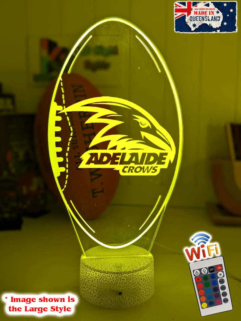 Adelaide Crows Football Club AFL 3D LED Night Light 7 Colour white crackle base
