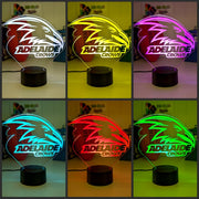 Adelaide Crows 3D LED ball light – AFL team décor for man caves, bars or fan spaces. black base collage 