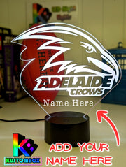Adelaide Crows3D LED lamp with 16-colour remote control  adjustable brightness and fade. name option 