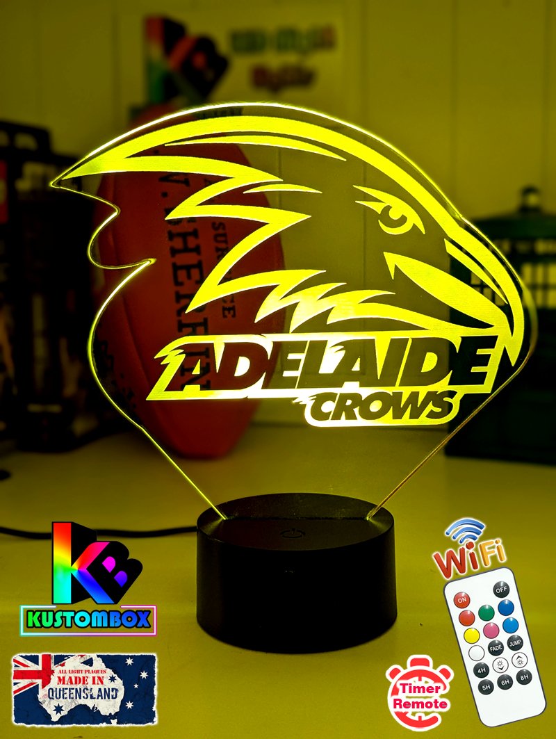 Adelaide Crows 3D LED lamp with 16-colour light modes and remote.