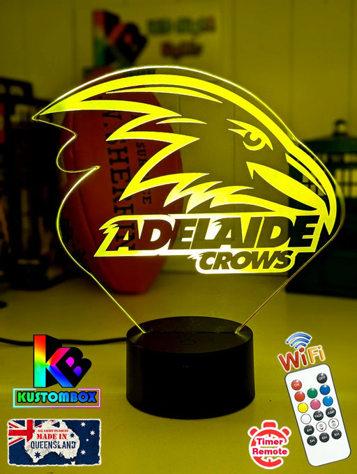 Adelaide Crows 3D LED lamp with 16-colour light modes and remote.