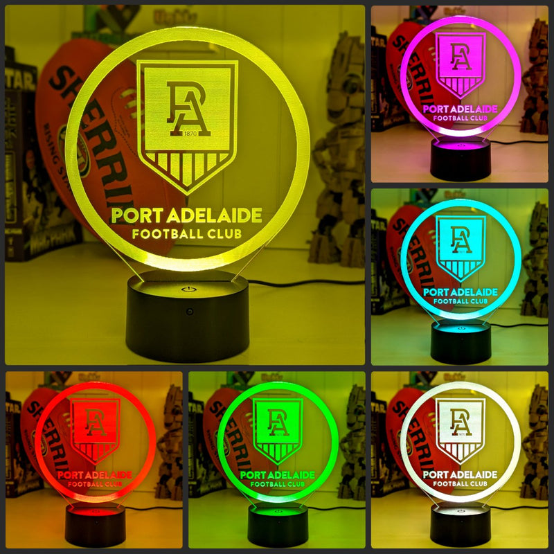 Adelaide Port Power Australian Football Club 3D LED Night Light  rounded shape collage 7 colours 