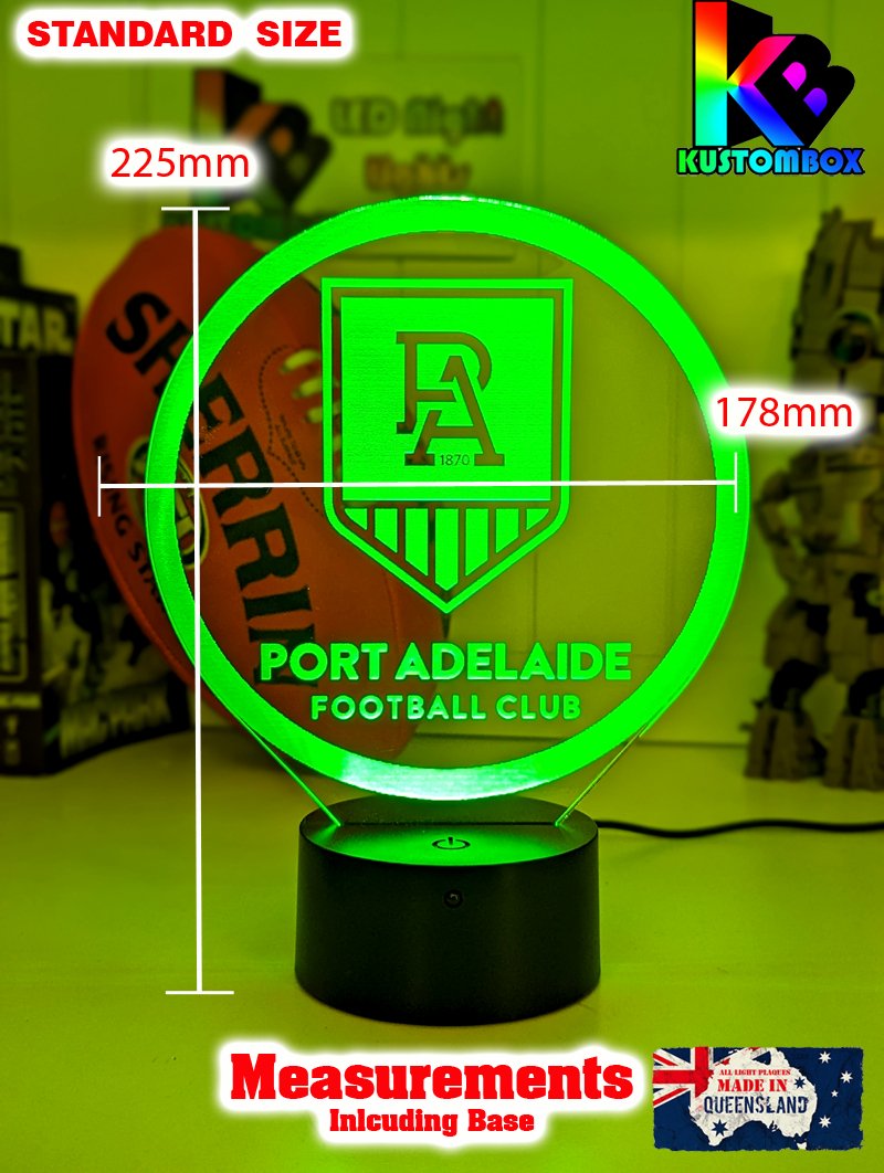 Adelaide Port Power Australian Football Club 3D LED Night Light measurement size stanard