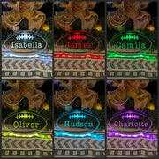 AFL Footlball Personalised Name Bauble LED Light Up Christmas Decoration colour collage 7 colours 