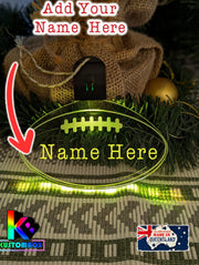 AFL Footlball Personalised Name Bauble LED Light Up Christmas Decoration custom name option 