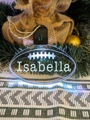 AFL Footlball Personalised Name Bauble LED Light Up Christmas Decoration 7 colour flashing light 