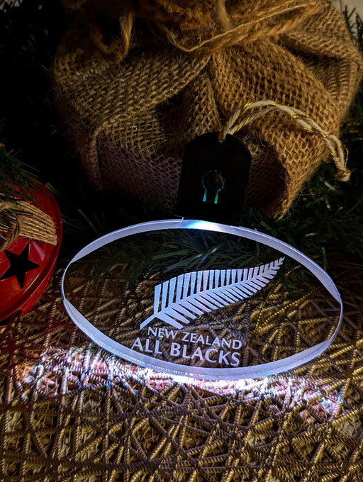 All Blacks Rugby Union Personalised Christmas Tree Bauble 3D LED Light Decoration - KustomboxNight Lights & Ambient LightingKustomboxBauble Personalised