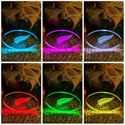All Blacks Rugby Union Personalised Christmas Tree Bauble 3D LED Light Decoration - KustomboxNight Lights & Ambient LightingKustomboxBauble Personalised