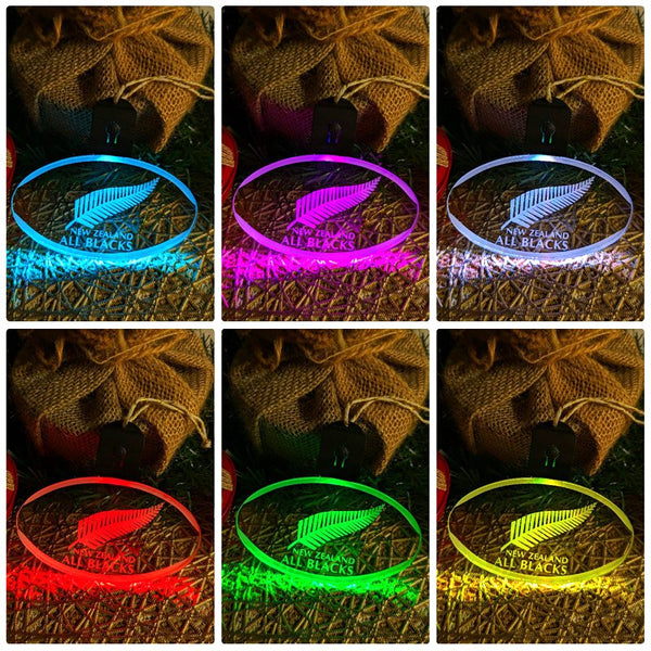 All Blacks Rugby Union Personalised Christmas Tree Bauble 3D LED Light Decoration - KustomboxNight Lights & Ambient LightingKustomboxBauble Personalised