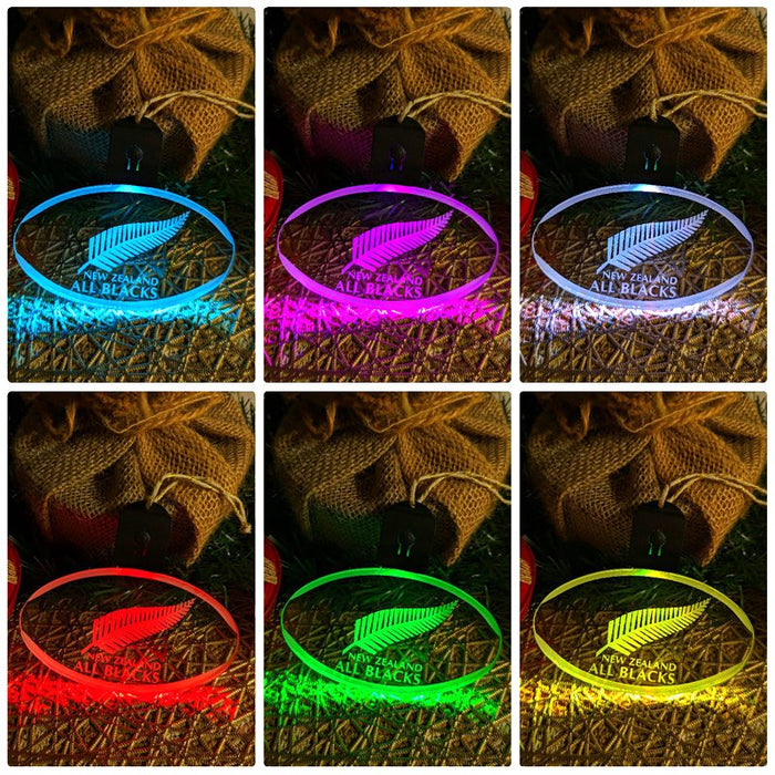 All Blacks Rugby Union Personalised Christmas Tree Bauble 3D LED Light Decoration - KustomboxNight Lights & Ambient LightingKustomboxBauble Personalised