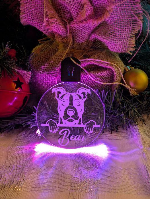 American Staffordshire Dog Personalised Name Christmas Light Bauble Decoration - KustomboxNight Lights & Ambient LightingKustomboxBauble - Standard Size