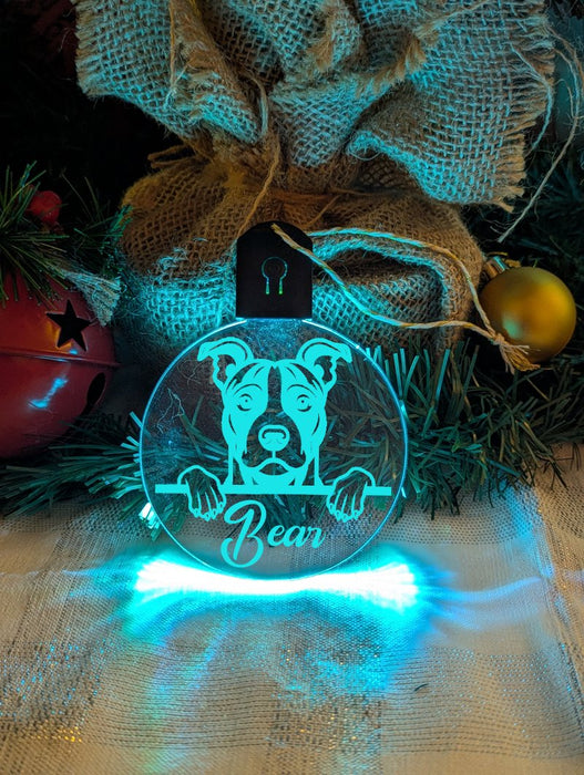 American Staffordshire Dog Personalised Name Christmas Light Bauble Decoration - KustomboxNight Lights & Ambient LightingKustomboxBauble - Standard Size