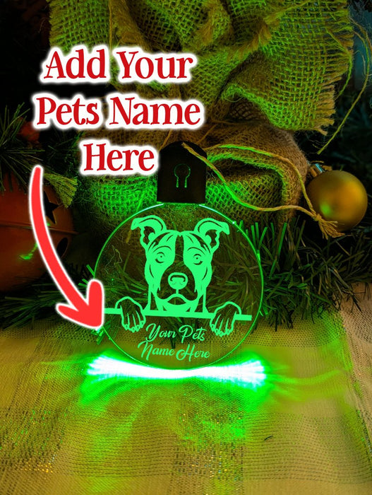 American Staffordshire Dog Personalised Name Christmas Light Bauble Decoration - KustomboxNight Lights & Ambient LightingKustomboxBauble - Standard Size