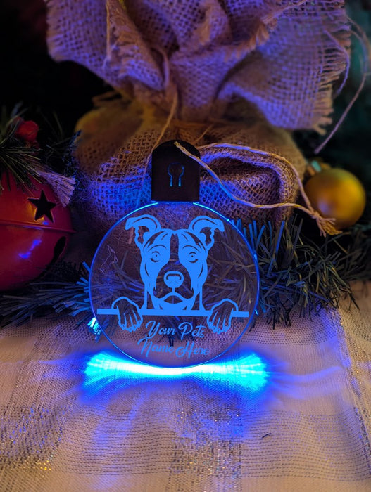 American Staffordshire Dog Personalised Name Christmas Light Bauble Decoration - KustomboxNight Lights & Ambient LightingKustomboxBauble - Standard Size
