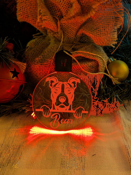 American Staffordshire Dog Personalised Name Christmas Light Bauble Decoration - KustomboxNight Lights & Ambient LightingKustomboxBauble - Standard Size