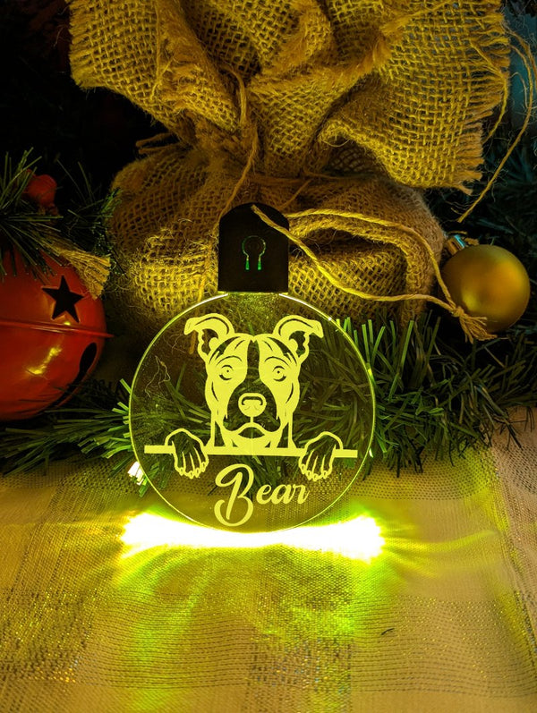American Staffordshire Dog Personalised Name Christmas Light Bauble Decoration - KustomboxNight Lights & Ambient LightingKustomboxBauble - Standard Size