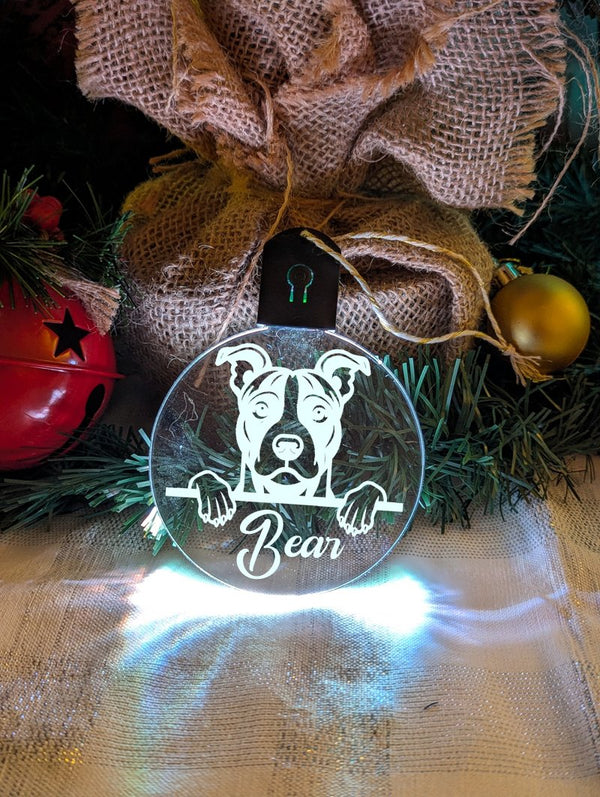 American Staffordshire Dog Personalised Name Christmas Light Bauble Decoration - KustomboxNight Lights & Ambient LightingKustomboxBauble - Standard Size