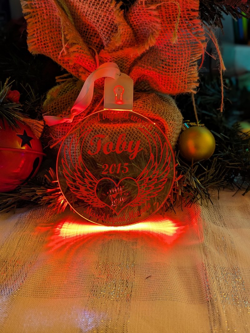 Angel Wings Christmas Personalised Name Bauble LED Hanging Decoration - KustomboxNight Lights & Ambient LightingKustomboxBauble - Standard Size