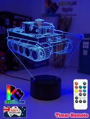Army Military Tiger Tank Personalised Name 3D LED Night Light - KustomboxNight Lights & Ambient LightingKustomboxStandard Size