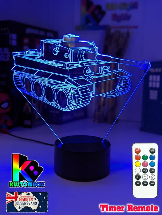 Army Military Tiger Tank Personalised Name 3D LED Night Light - KustomboxNight Lights & Ambient LightingKustomboxStandard Size