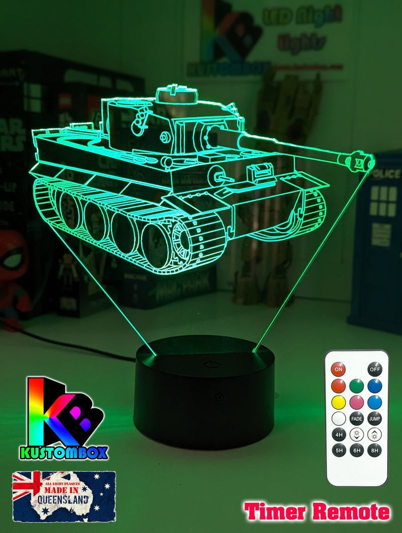 Army Military Tiger Tank Personalised Name 3D LED Night Light - KustomboxNight Lights & Ambient LightingKustomboxStandard Size
