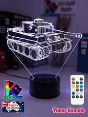 Army Military Tiger Tank Personalised Name 3D LED Night Light - KustomboxNight Lights & Ambient LightingKustomboxStandard Size